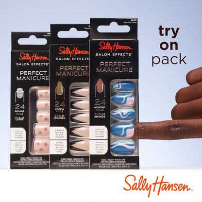 Sally Hansen Salon Effects Perfect Manicure Press-On Nails | Easy to Apply, Non-Damaging | 24 Nails, Adhesive Tabs, File & Alcohol Pad Included | Covered in Candy