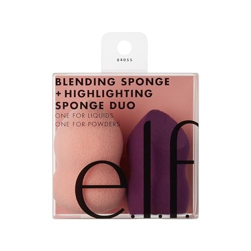 e.l.f. Blending & Highlighting Sponge Duo, Multi-Sided Makeup Sponges To Easily