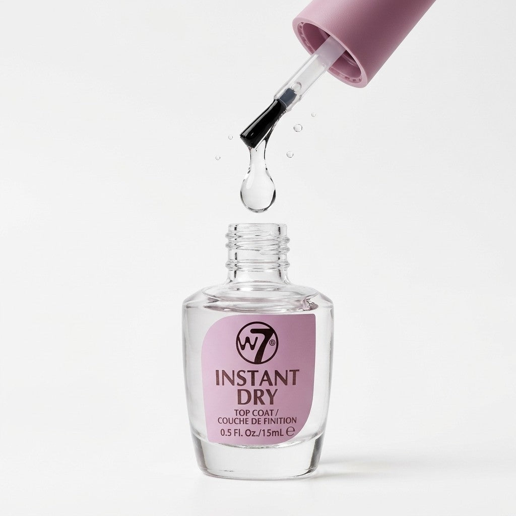 W7 Instant Dry Top Coat Nail Polish 15ml 0.5oz Fast Drying High Gloss Finish