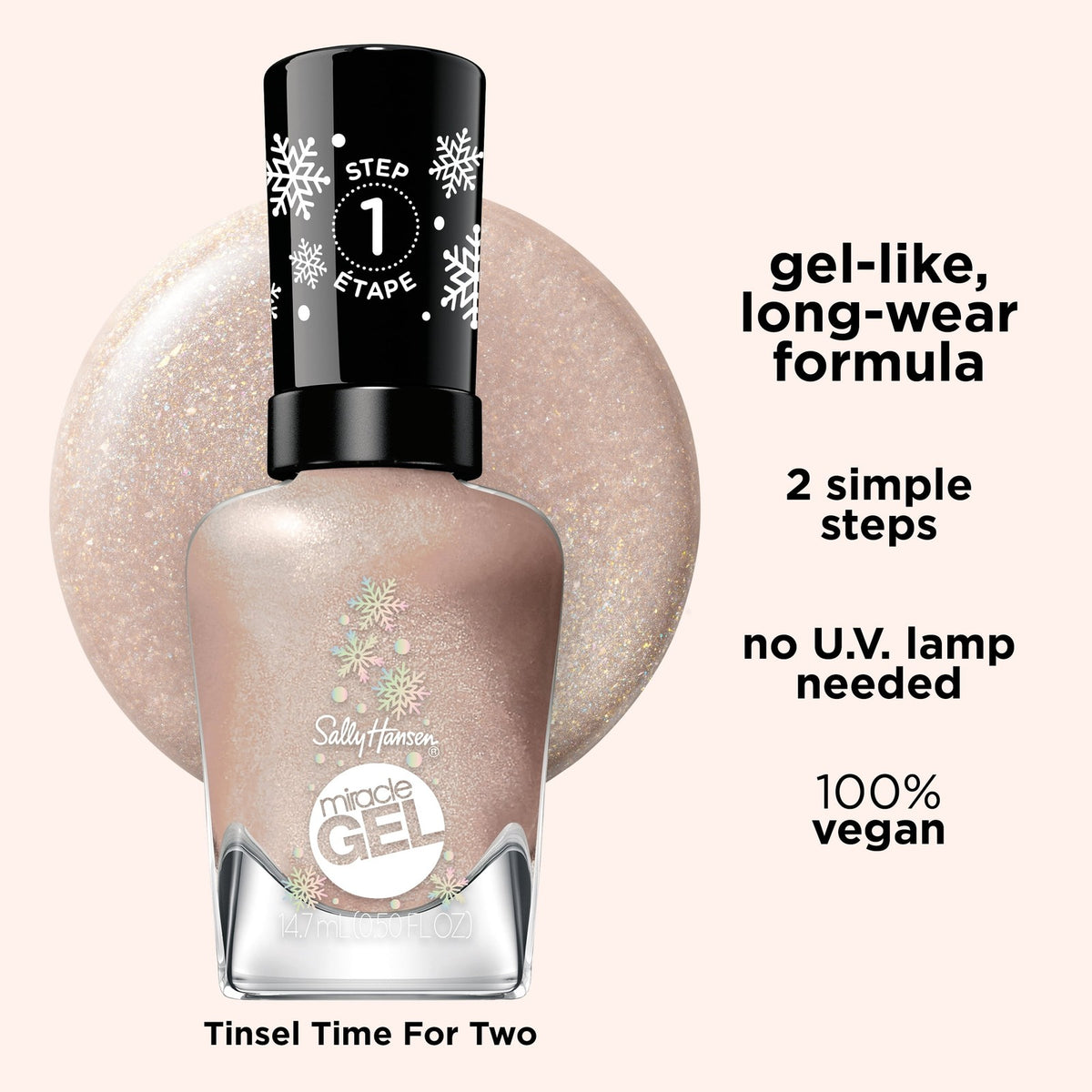 Sally Hansen Miracle Gel Nail Polish, Holiday Collection Tinsel Time for Two 921