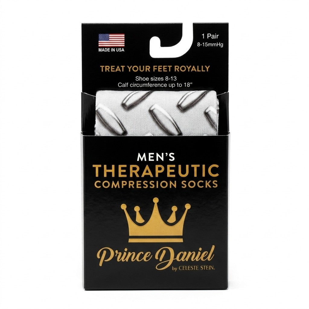 Prince Daniel Men’s Compression Socks Silver Shoe 8-13 8-15 mmHg