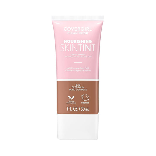 COVERGIRL Clean Fresh Nourishing Skin Tint, 630 Deep/Dark, Liquid Foundation.