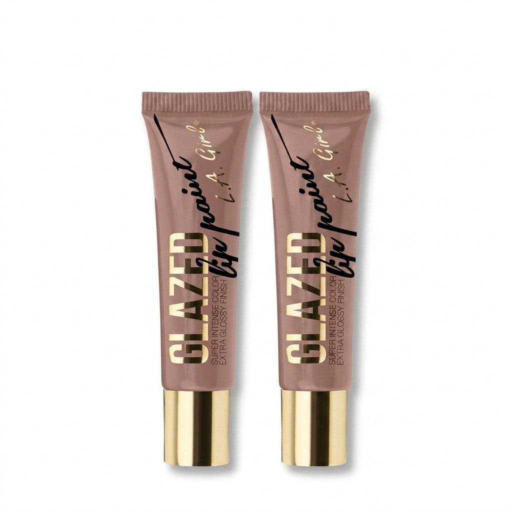2 Pack L.A. Girl Glazed Lip Paint Whisper GLG787 Intense Color Extra Glossy Nude