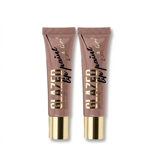 2 Pack L.A. Girl Glazed Lip Paint Whisper GLG787 Intense Color Extra Glossy Nude