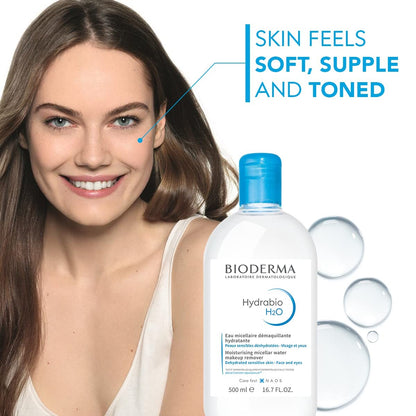 2 Pack Bioderma Hydrabio H2O Micellar Water 500ml Cleanser Makeup Remover