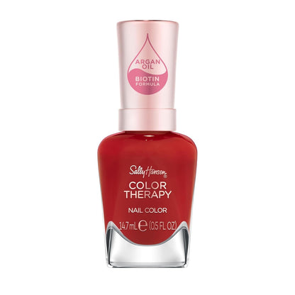 Sally Hansen Color Therapy Nail Polish Biotin Argan Oil Long Lasting Healthy Nails Nail Strengthener Opaque 350 Yes You Can Bright Red Nail Color