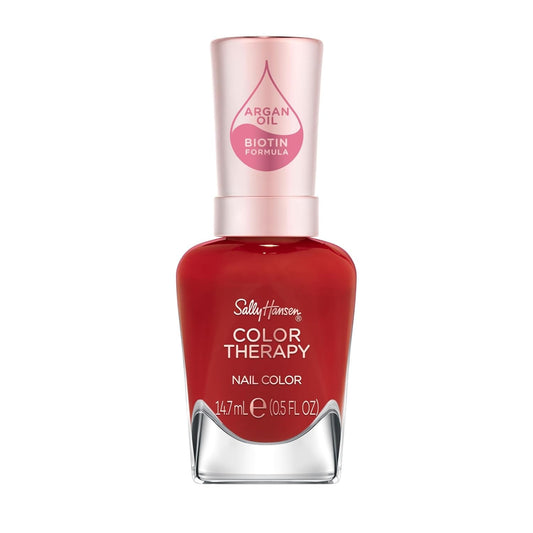 Sally Hansen Color Therapy Nail Polish Biotin Argan Oil Long Lasting Healthy Nails Nail Strengthener Opaque 350 Yes You Can Bright Red Nail Color