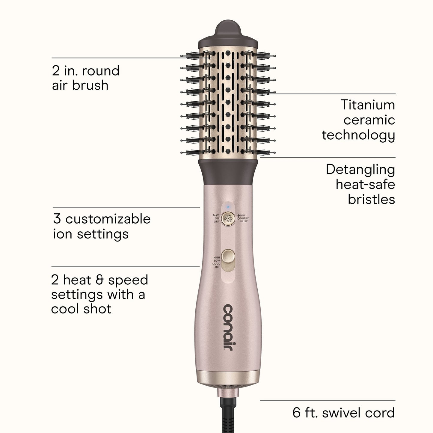 INFINITIPRO by CONAIR Frizz Free BC610C 2-in-1 Blow Dryer Brush. Wet-to-Dry Hot