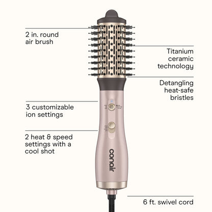 INFINITIPRO by CONAIR Frizz Free BC610C 2-in-1 Blow Dryer Brush. Wet-to-Dry Hot