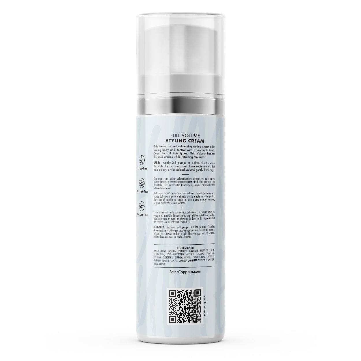 PETER COPPOLA Full Volume Styling Cream Volumizing Lightweight Blow 4.4 Fl Oz