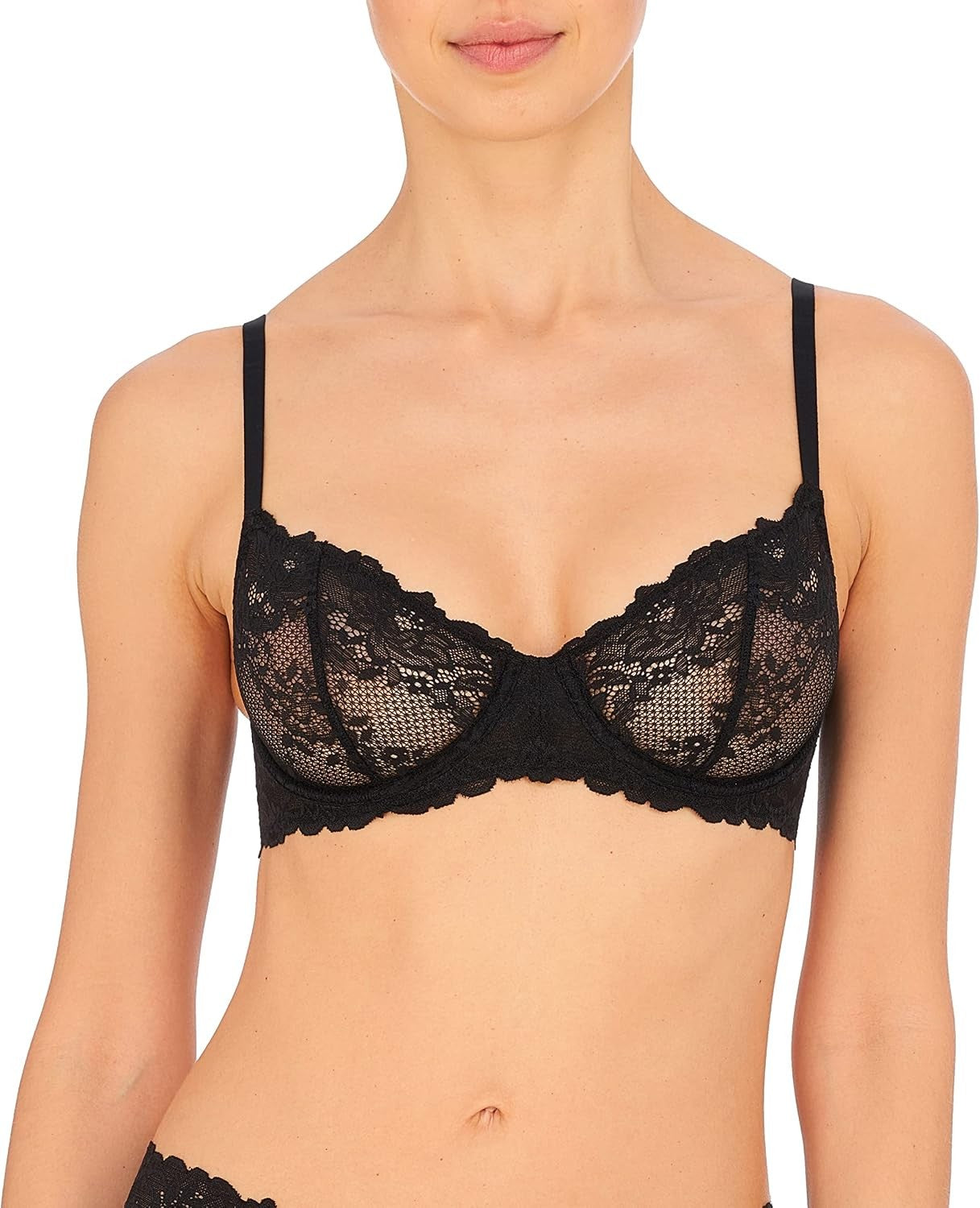 Natori Womens Heavenly: Convertible Underwire Balconette Bra, Black, 38DD US