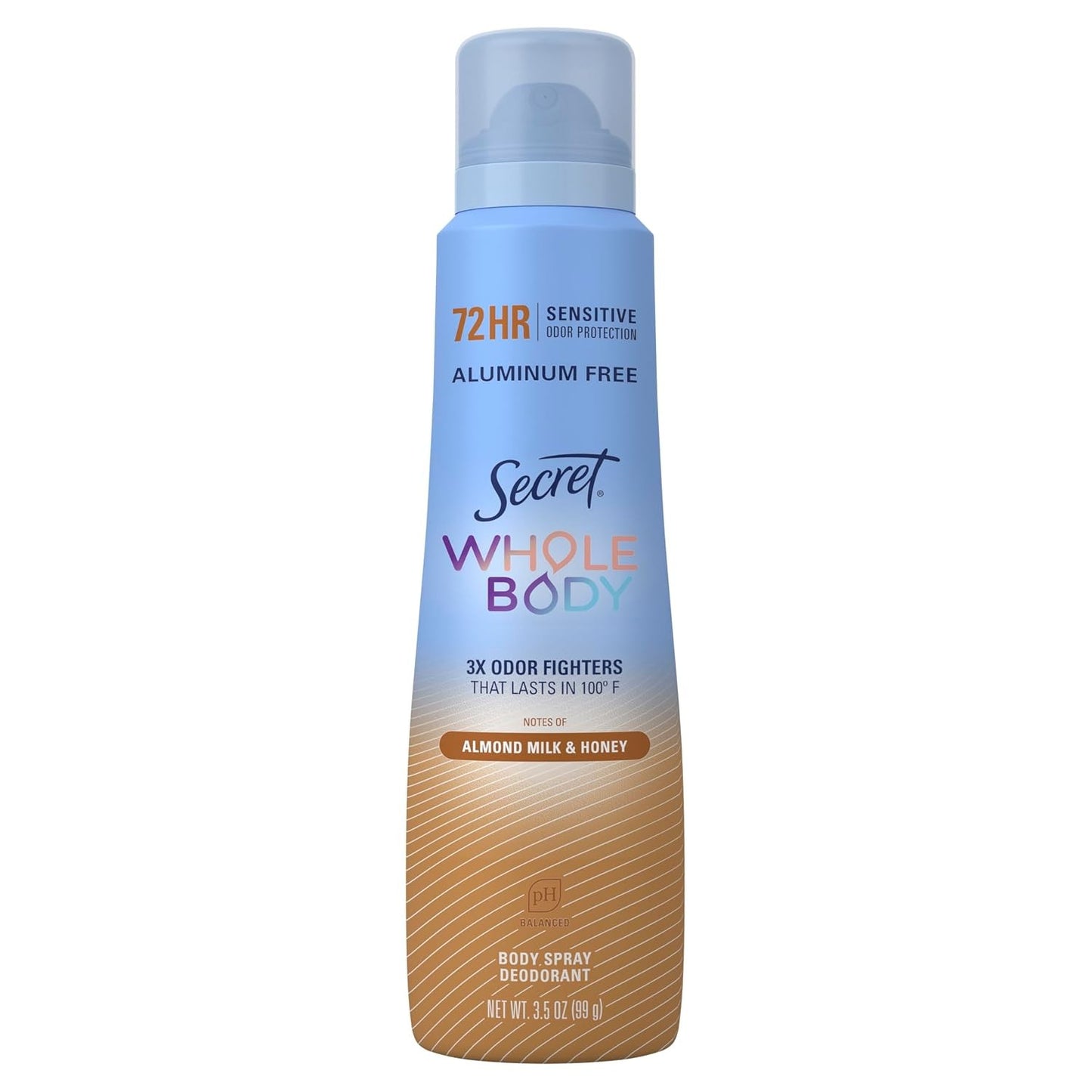 Secret Whole Body Deodorant Spray for Women, Almond Milk & Honey Scent, 3.5 oz