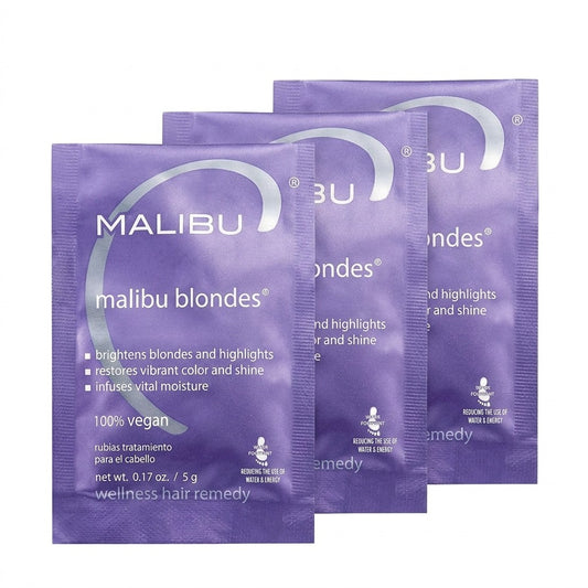 Malibu C Blondes Wellness Hair Remedy Treatment 3 Packets Brightens Blonde 5g