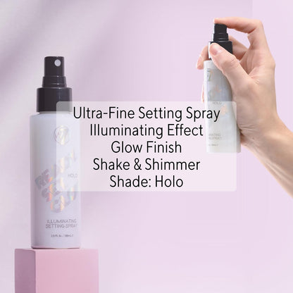 W7 Ready Set Glow Makeup Setting Spray - Shimmer Finish - Long-Lasting, HOLO