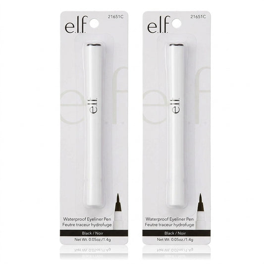 2 Pack E.L.F. Eyeliner Pen Felt Tip Black Long Lasting Liquid Eyeliner 0.05 Oz