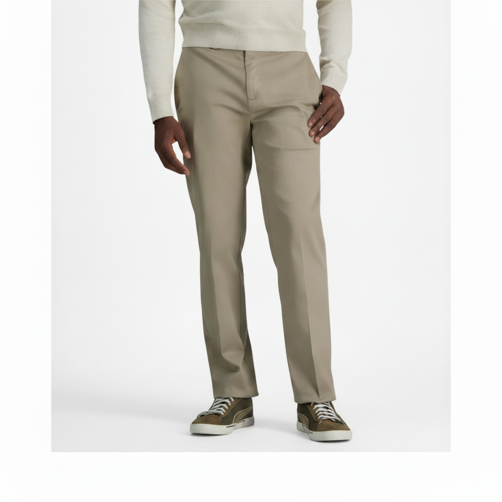 Haggar Men's Wrinkle Free Performance Khaki Straight Fit Flat Front Pant 32X30