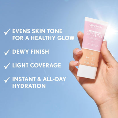 COVERGIRL Clean Fresh Nourishing Skin Tint, 630 Deep/Dark, Liquid Foundation.