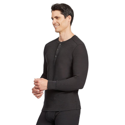 Eddie Bauer Men's Waffle Henley Midweight Heather Gray Large