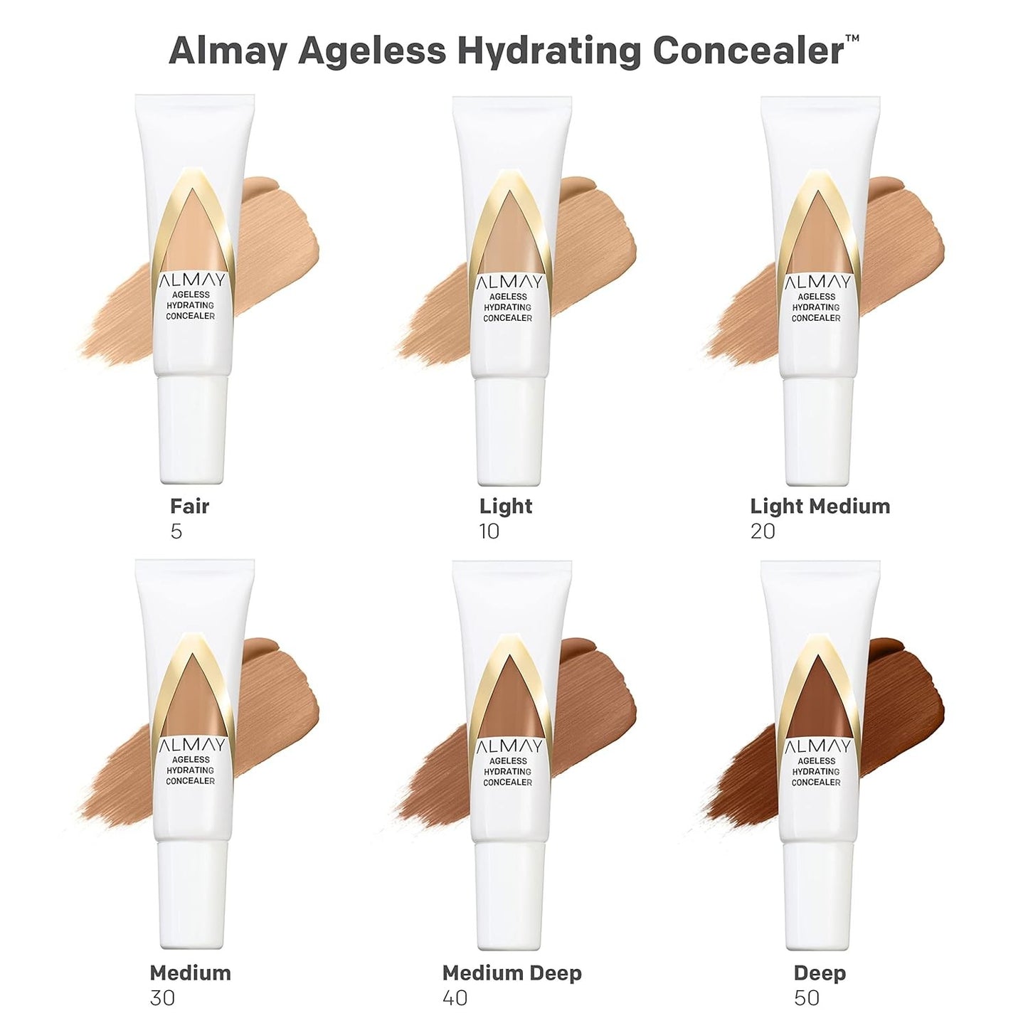 2 Pack Almay Ageless Hydrating Concealer 050 Deep Hyaluronic Acid Niacinamide