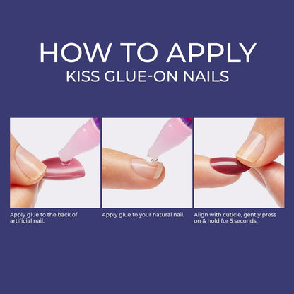 KISS Gel Fantasy Allure Ready-To-Wear Long Almond Fake Nails, Pink & Silver