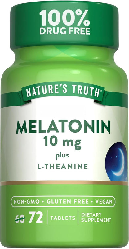 Nature s Truth Melatonin 10 mg L Theanine 72 Tablets Maximum Strength