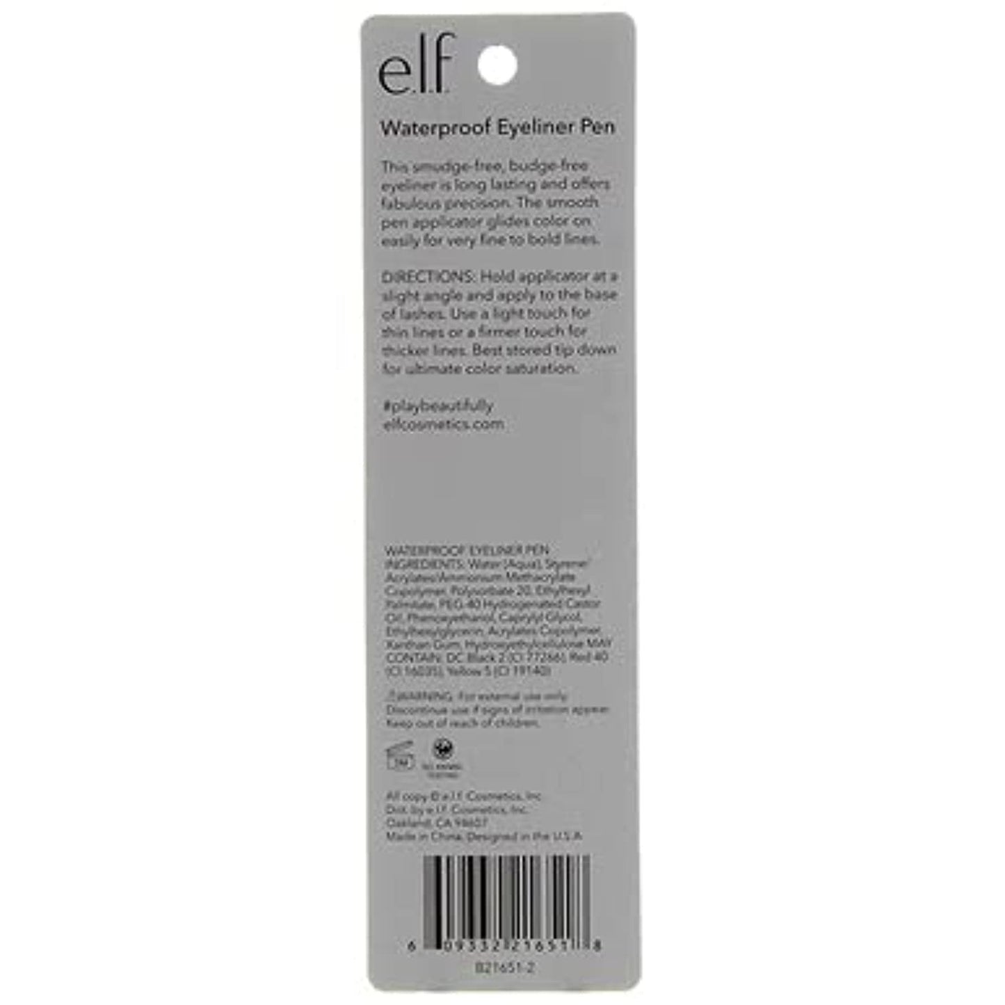 2 Pack E.L.F. Eyeliner Pen Felt Tip Black Long Lasting Liquid Eyeliner 0.05 Oz