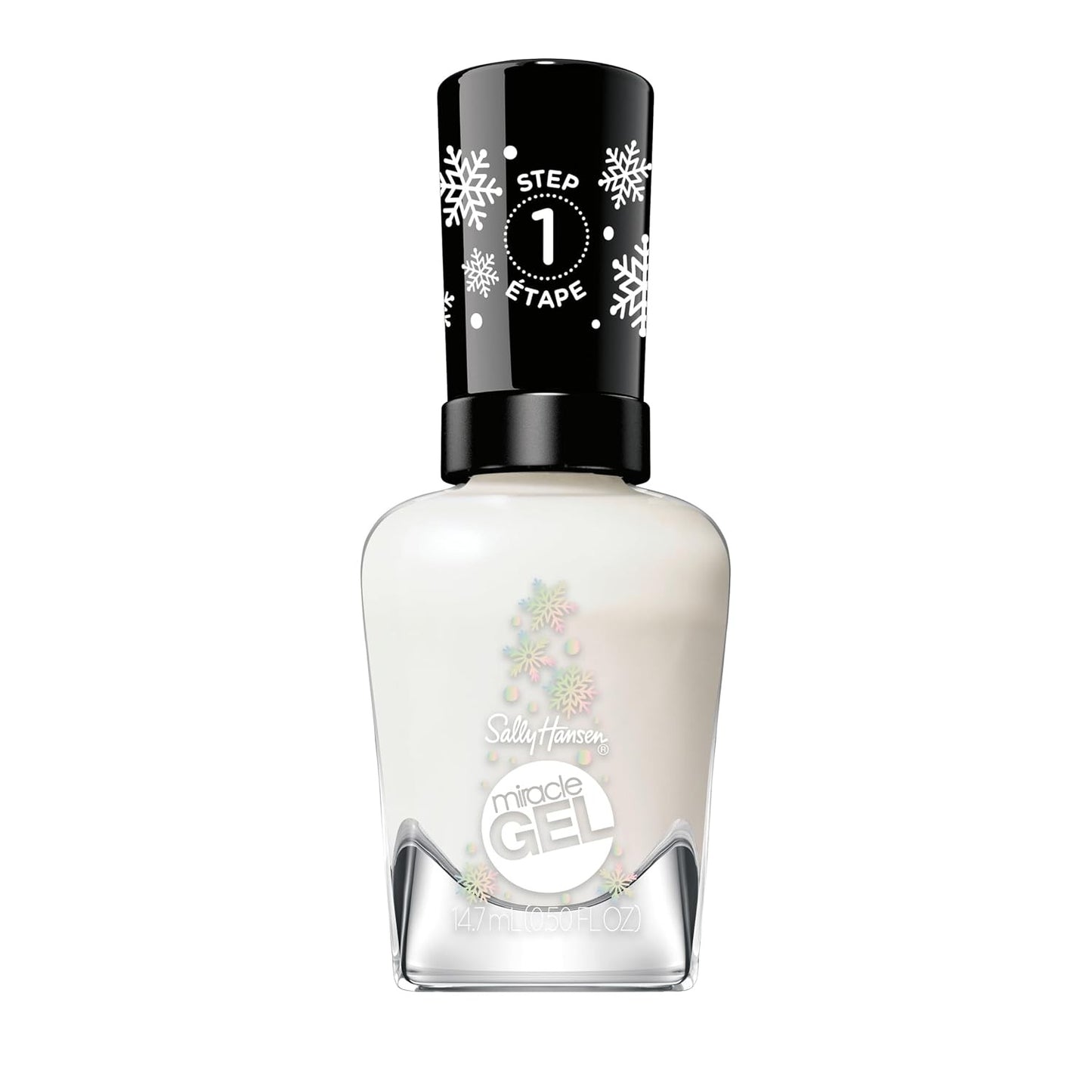 Sally Hansen Miracle Gel Snow Day Long Lasting Gel Like Formula No UV Lamp Needed White Glitter Nail Polish