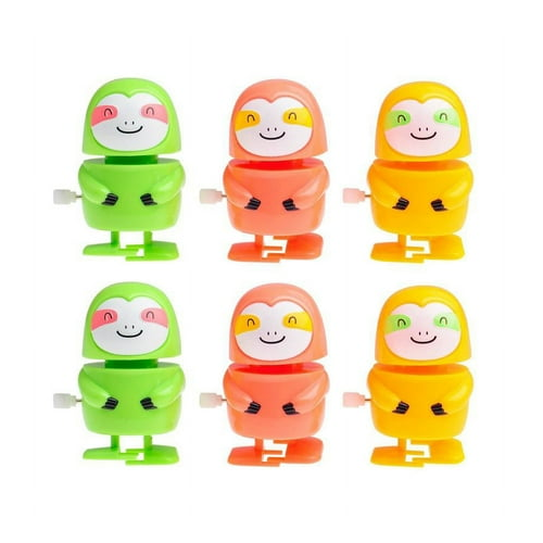 6ct Sloth Wind Up Multicolor Party Favor Toys for Kids, Birthday Good Bag Favors