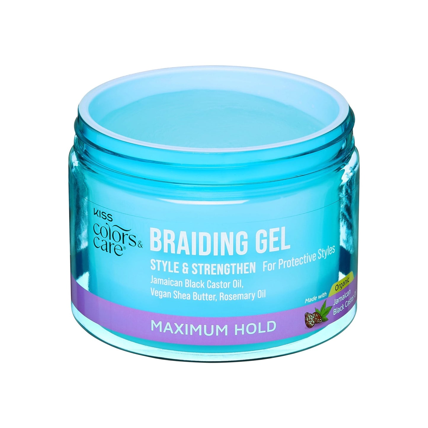 Kiss Colors & Care Braiding Hair Styling Gel, Level 7 Maximum Hold for Textured