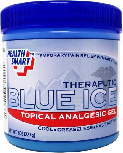 Health Smart Blue Ice Pain Relief Gel, Topical Analgesic Gel with Menthol, 8 Oz