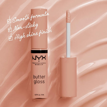 NYX PROFESSIONAL MAKEUP Butter Gloss, Non-Sticky Lip Gloss - Madeleine Mid-Tone Nude