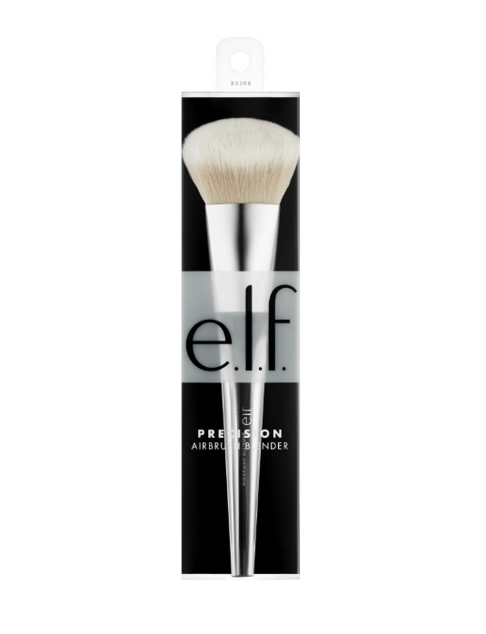 e l f Precision Airbrush Blender Angled Makeup Brush For Applying Liquids Creams Or Powders Creates Sheer Or Full Coverage Vegan Cruelty Free