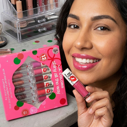 L.A. COLORS Shiny All The Way 12 Piece Lip Color Set 6 Lipglosses 6 Lipsticks