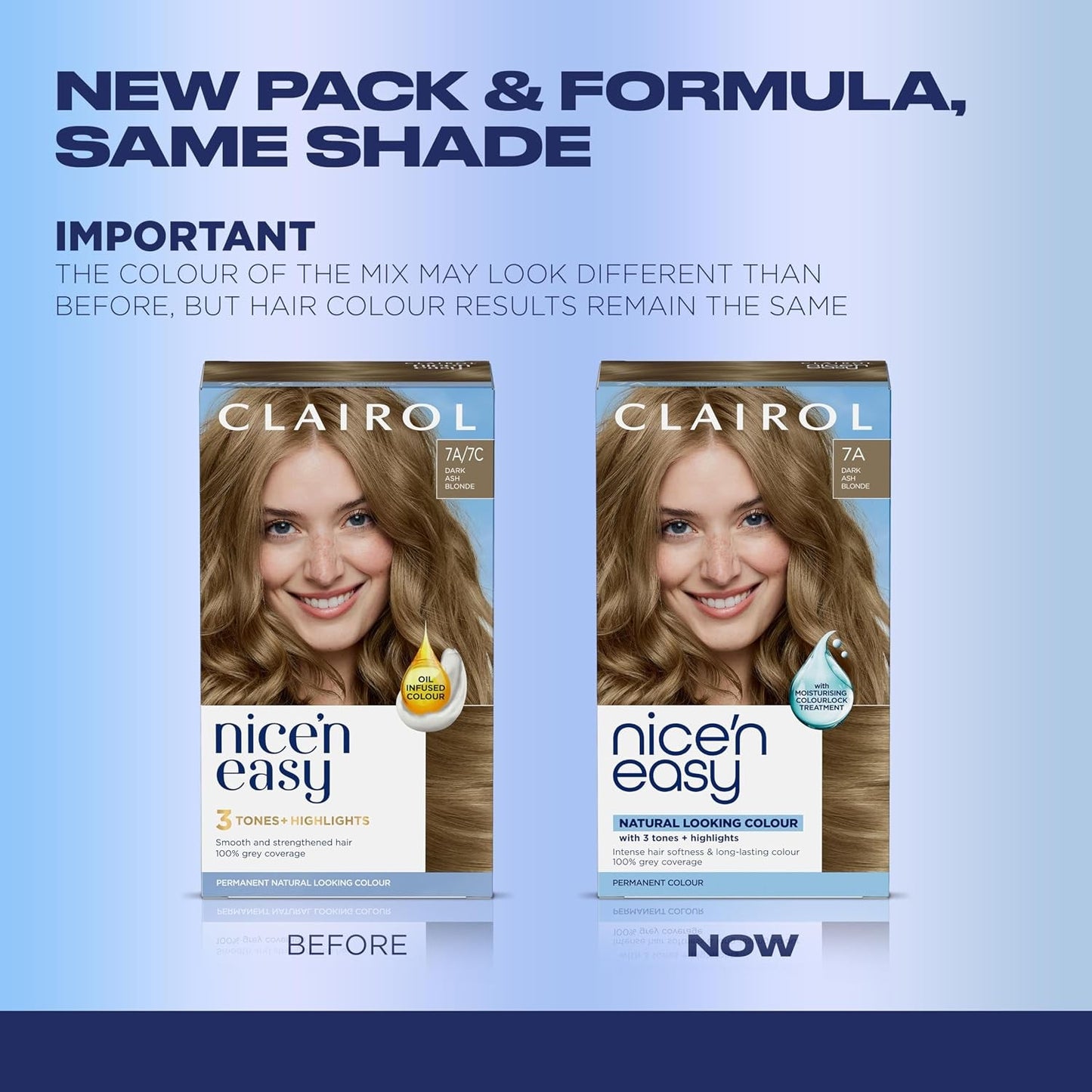 Clairol Nice'n Easy Permanent Hair Dye, 7C Dark Cool Blonde | Pack of 1