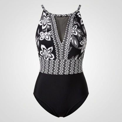 Swim Solutions Women's Size 16 Black High Neck Tummy Control One Piece Swimsuit