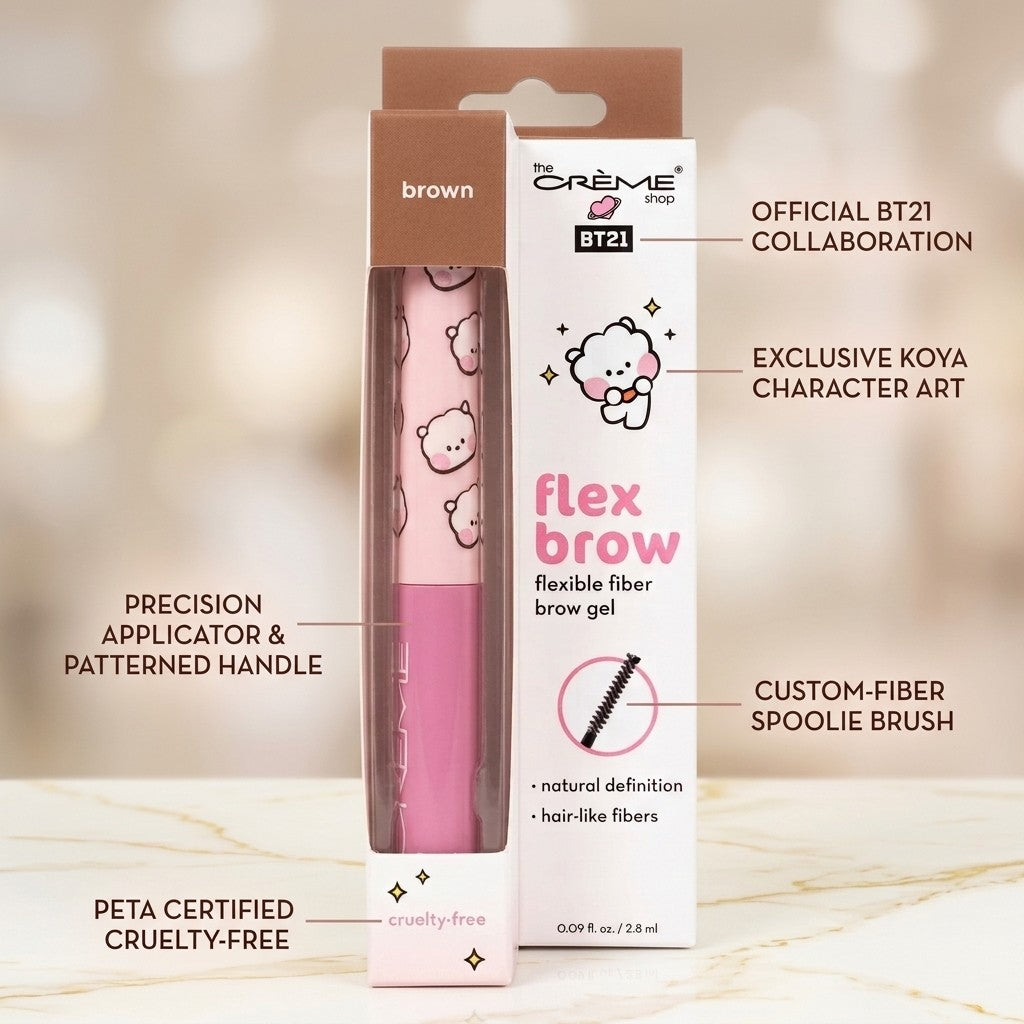 The Creme Shop x BT21 RJ Flex Brow Flexible Fiber Brow Gel Brown 0.09oz New