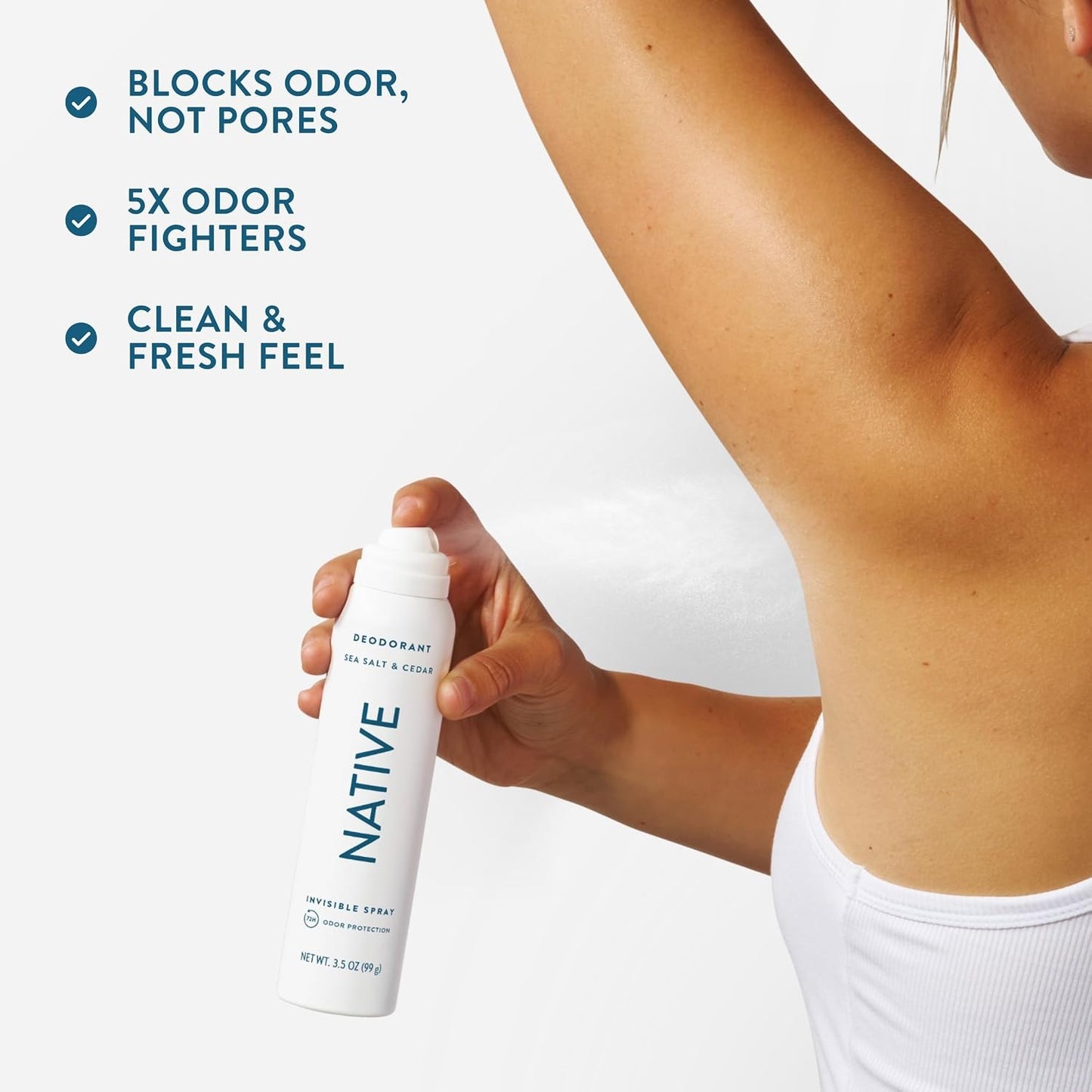 Native Deodorant & Body Spray, Sea Salt & Cedar, Quick Drying, 3.5 oz