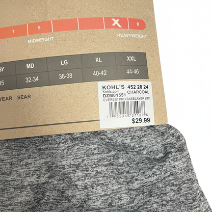 ZeroXposur Mens XXL Everest Pro Heavyweight Thermal Baselayer Pants Charcoal