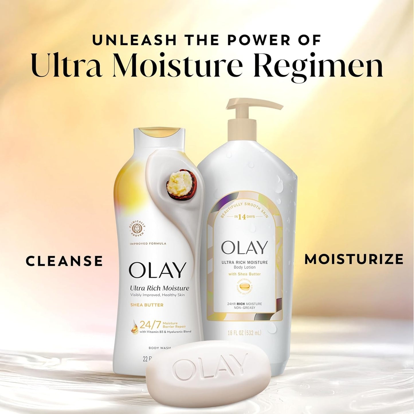4 Pack Olay Ultra Moisture Body Wash Travel Size 3 oz Shea Butter B3 Complex