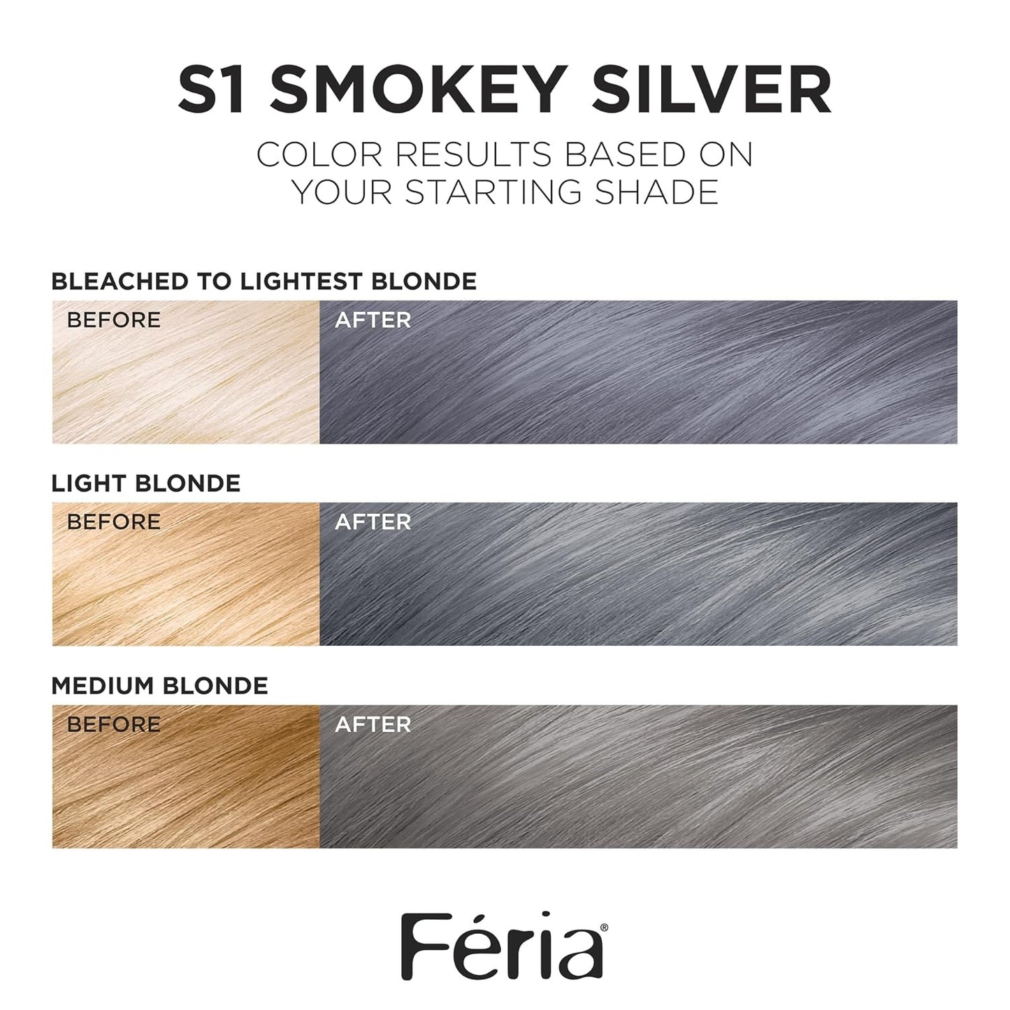 L Oreal Paris Feria Multi Faceted Shimmering Permanent Hair Color Smokey Silver Pack of 1 Hair Dye Kit