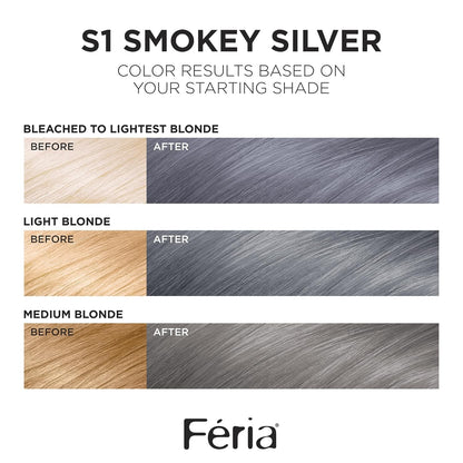 L Oreal Paris Feria Multi Faceted Shimmering Permanent Hair Color Smokey Silver Pack of 1 Hair Dye Kit