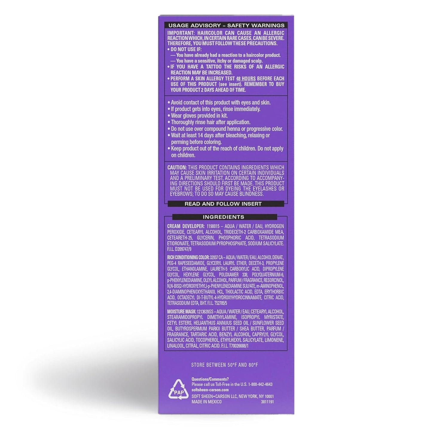 Dark and Lovely Fade Resist Rich Conditioning Color, Jet Black 371, Pack of 1