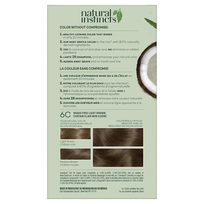 Clairol Natural Instincts Demi-Permanent Hair Dye, 6C Light Brown | Ammonia‑Free