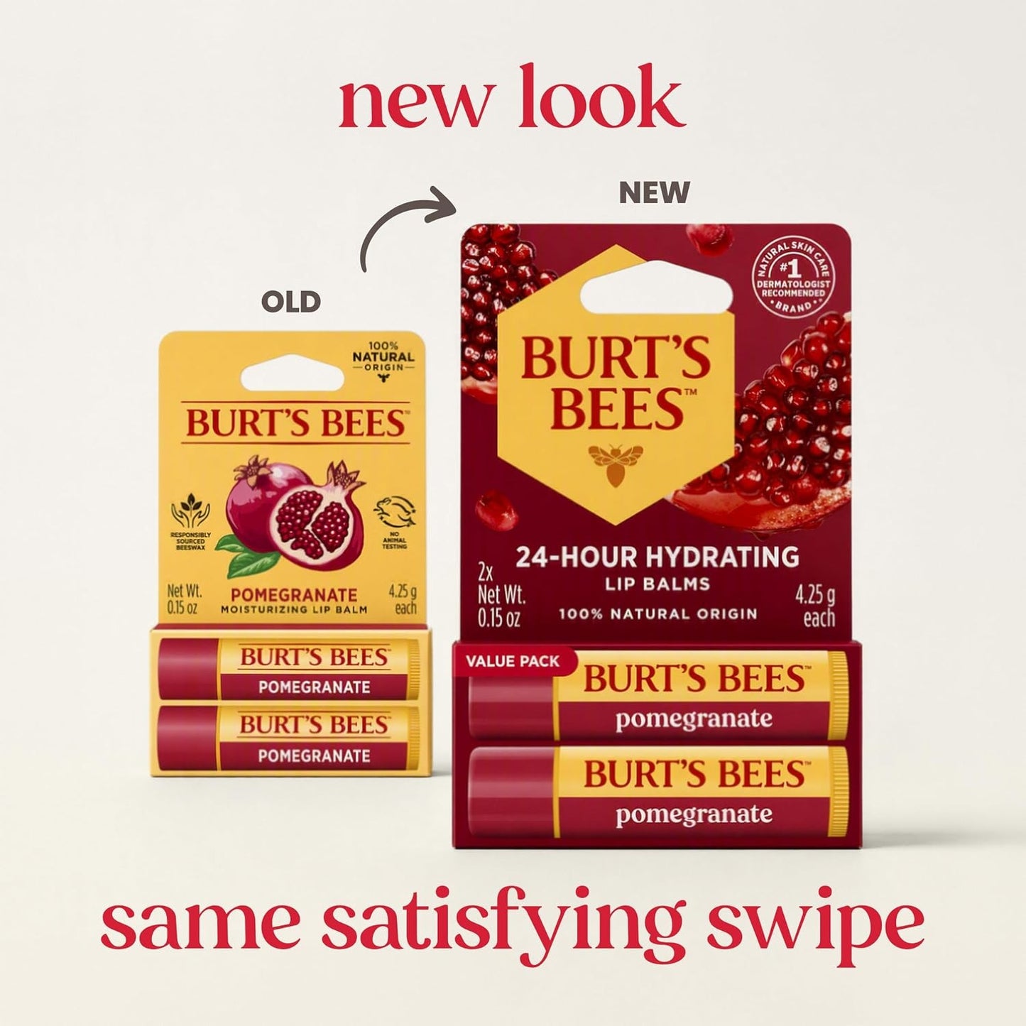 Burt's Bees Lip Balm - Pomegranate, Lip Moisturizer 2 Tubes, 0.15 oz