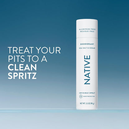 Native Deodorant & Body Spray, Sea Salt & Cedar, Quick Drying, 3.5 oz
