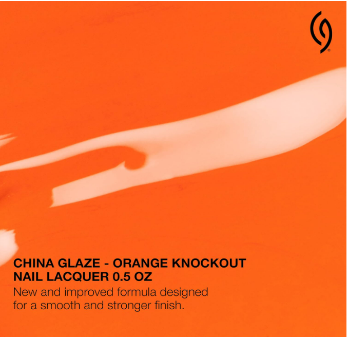 China Glaze CG Nail Lacquer Orange Knockout – Vibrant Neon Orange, 0.5 fl oz