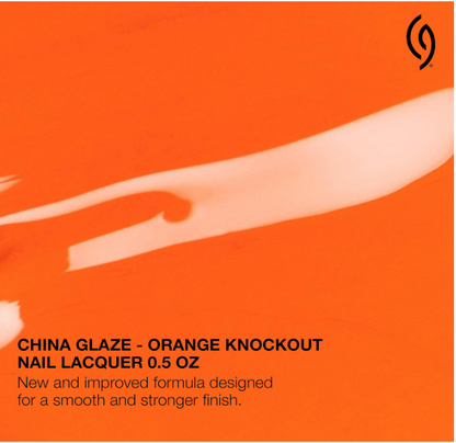 China Glaze CG Nail Lacquer Orange Knockout – Vibrant Neon Orange, 0.5 fl oz