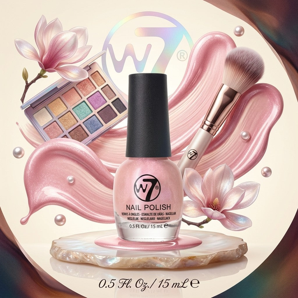 W7 Pink Pearl Glitter Nail Polish NP107 15ml 0.5 fl oz Shimmer High Shine New