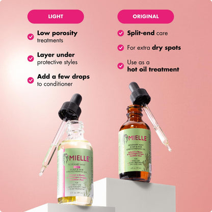 Mielle Organics Rosemary & Mint Light Hair Oil, Split Ends & Dry Scalp Treatment 2 Fl oz