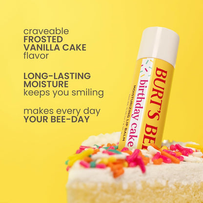 Burt's Bees Birthday Cake Lip Balm, Tint-Free, Natural Origin Lip Care, 1 Tube